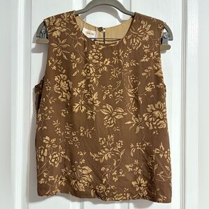 Talbots Reversible Brown Floral Sleeveless Blouse